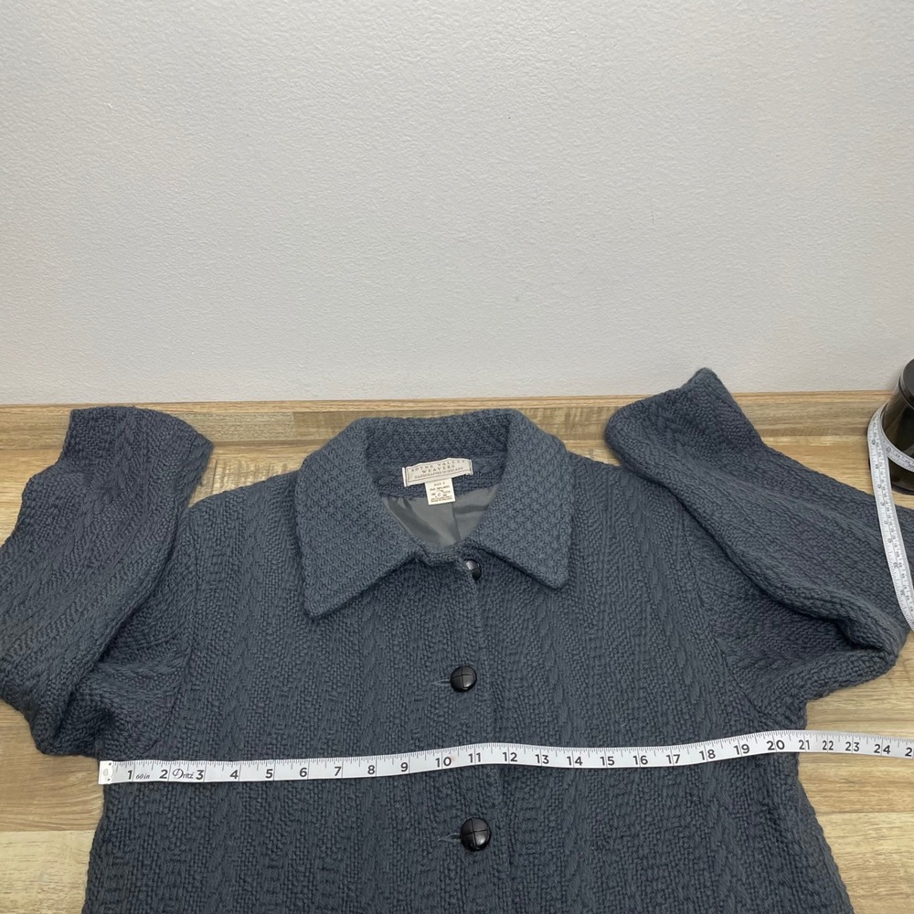 Boyne Valley Weavers Handcrafted Wool Cable Knit Coat Women's Small Ireland Grey - Picture 7 of 8